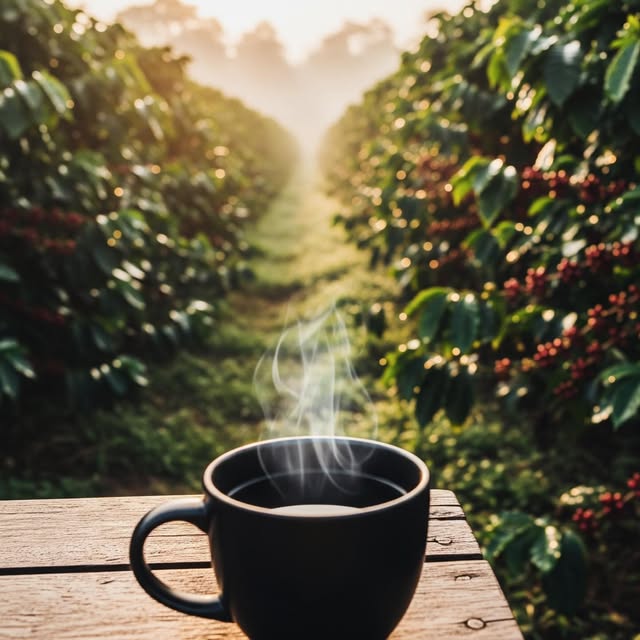 Coffee cup in the plantation